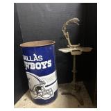 Dallas Cowboys Trash Can, Vintage Smoking Stand.