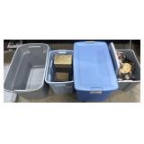 Christmas Figures, Decorative Boxes, Empty Totes.