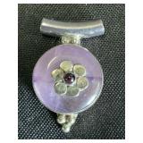 Sterling Silver & Amethyst Floral Pendant.