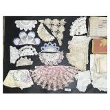 Crochet Doilies, Embroidered Cloth, Doll Quilts.