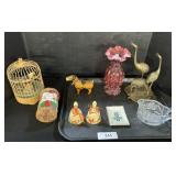 Fenton Glass, Brass Cranes, Prinknash, Windup Dog.