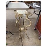 Victorian-Style Marble & Cast Plant Stand.