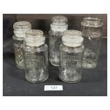 5 Planters Peanut Glass Peanut Jars.