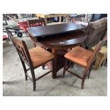 Inlayed Mahogany High Top Dining Table.