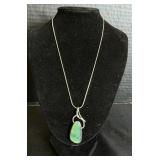 Sterling Silver & Chrysoprase, Pendant & Necklace.