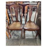 (2) Art Nouveau Oak & Cane Side Chairs.