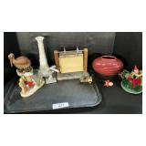 Christmas Figurines, Flip Frame, Vase, Carved