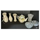 Lenox Vases, EAPG Glass, Teapot.
