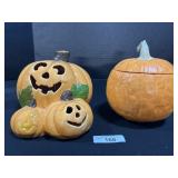 Ceramic Pumpkin Canister & Light.