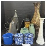 Graniteware, Punched Tin Kettles, Vases.