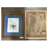 Framed Blueberry & Cat Prints.