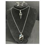 Sterling Silver Onyx Pendants & Earrings.