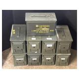 9 Metal Military Style Ammo Cans.