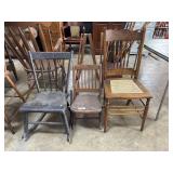 Carved Oak & Cane Chair, Vtg Childï¿½s Rocker &