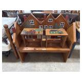 Rustic Pine Farmhouse Style Painted Bench &
