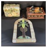 Stained Glass Wall Hanging, Duck & Embroidered