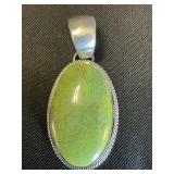 Sterling Silver Gaspeite Navajo Pendant.