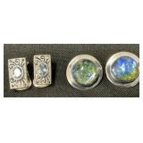 Sterling Silver & Aquamarine Clip On Earrings.
