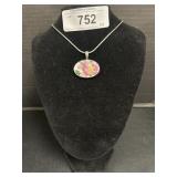 Sterling Silver Floral Pottery Pendant & Necklace.
