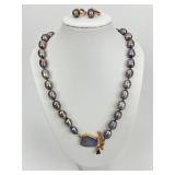 14KT Gold Kalina Tahitian Pearl Jewelry Set.