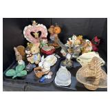 Ceramic Figures, Basket, Holiday Decor.