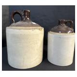 Pair Of Two Tone Stoneware Jugs.