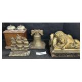 Cast Iron Lion Bookends. Bell & Ship Door Stoppers