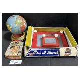 Vintage Etch & Sketch, Globe Coin Bank.