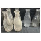 4 Independent Dairy & 2 Other Glass Milk Bottles.