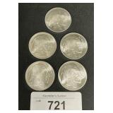 5 .999 Fine Silver Buffalo Rounds.