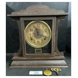 Ingraham Eight Day Wooden Cased Mantel Clock.