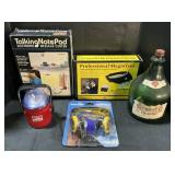 Riunite Bottle, NOS Magnifyer, Talking Notepad.