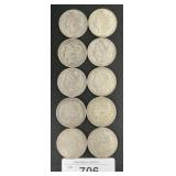 10 90% Silver Morgan Dollars.