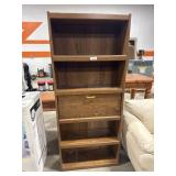 Brown Wood Veneer Bookcase.