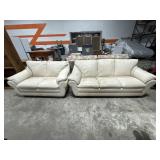 Clean White Leather Sofa & Loveseat.;