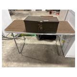 Vtg 4ft Folding Table, Toolbox w/Smokeless Powder.