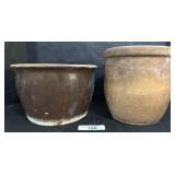 Stoneware Crock Planter, Unglazed Redware Crock