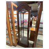 Dark Carved Maple Curio Cabinet.