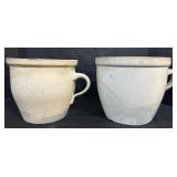 2 Vintage Stoneware Crocks W/ Handles.