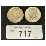 2 40% Kennedy Bicentennial Half Dollars.