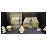 Glass Display Cases, Figurines, Candle Holder.