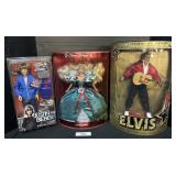 NOS Justin Bieber, Barbie & Elvis Dolls.