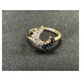 14K Gold, Diamond & Sapphire Insert Ring.