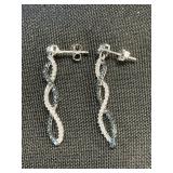 10K White Gold & Diamond Twist Earrings.