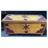 Folk Art Painted Chest W/ Games, Ephemera.