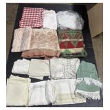 Lot Of Blankets & Table Cloths.