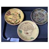 3 Breininger Pottery Redware Plates.