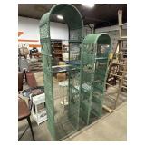 Vtg Arched Woven Wicker & Glass Etageres.