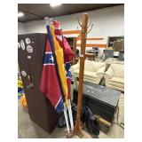 Maple Hall Tree, (4) Flags, US Navy, Gadsden