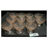 11 Small Pink Depression Glasses.